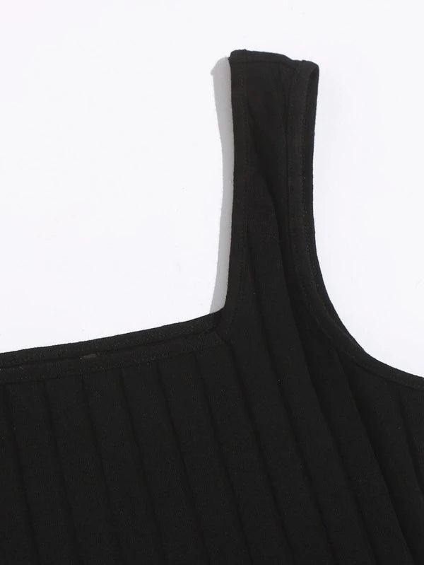 SHEIN Essnce Ensemble top côtelé et jupe à carreaux