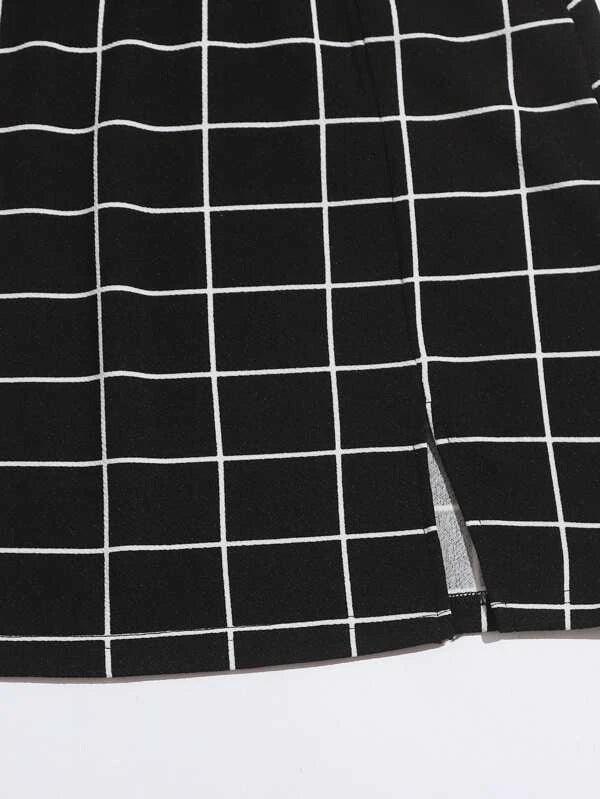 SHEIN Essnce Ensemble top côtelé et jupe à carreaux