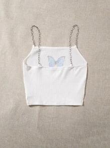 SHEIN Qutie Top à fines brides à imprimé papillon