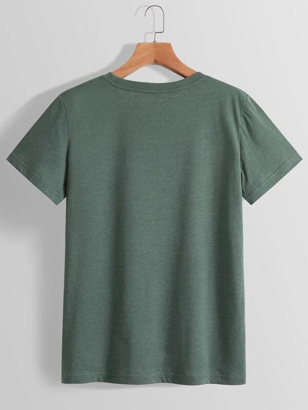 SHEIN LUNE T-shirt lettre et à imprimé tropical - GlamShopTN