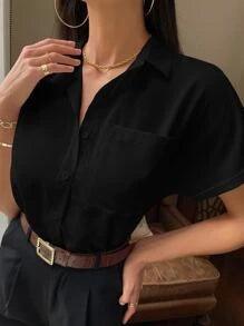 SHEIN Frenchy Chemisier unicolore à bouton avec poche