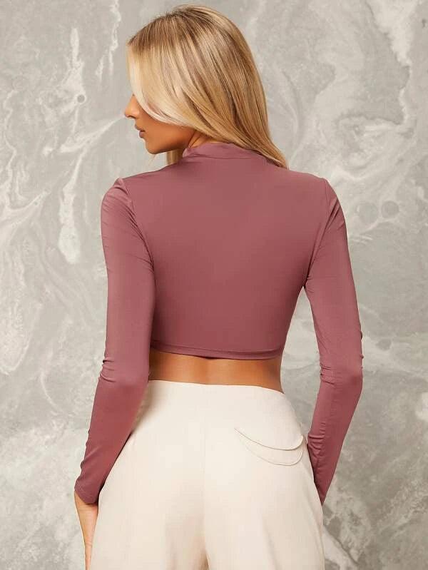 SHEIN Essnce Top court avec col montant - GlamShopTN