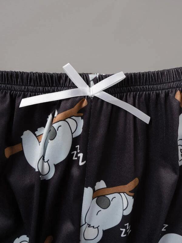 Shein Ensemble de pyjama dessin animé à ourlet ondulé