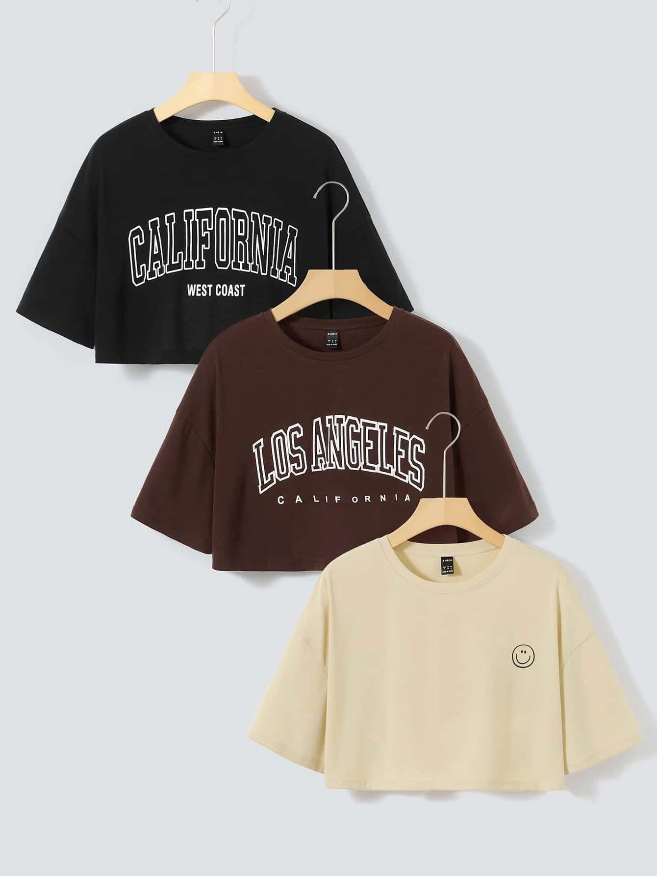 SHEIN EZwear 3 pièces T-shirt à lettres