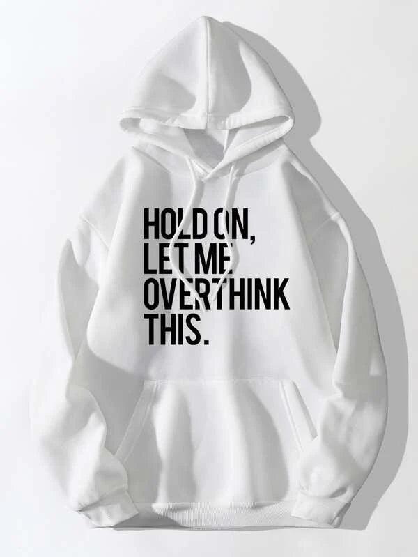 SHEIN EZwear Sweat-shirt à capuche à motif slogan à poche kangourou - GlamShopTN