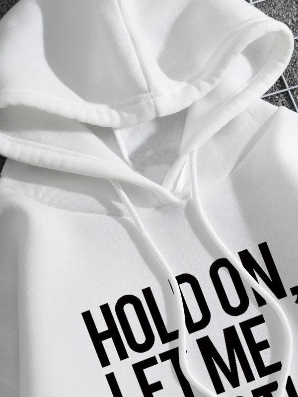 SHEIN EZwear Sweat-shirt à capuche à motif slogan à poche kangourou - GlamShopTN
