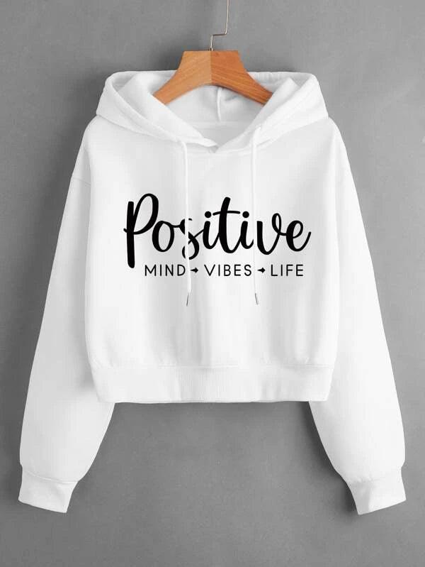 SHEIN EZwear Sweat-shirt à capuche thermique à lettres à cordon - GlamShopTN