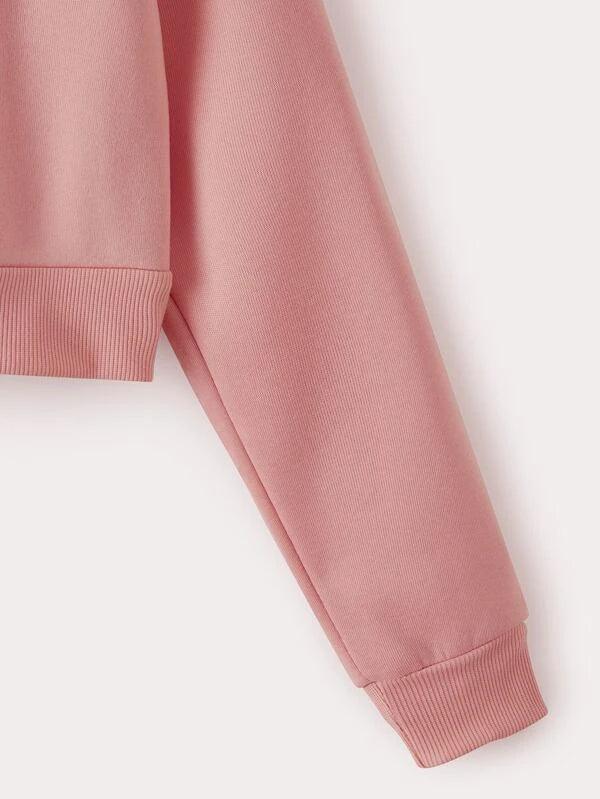 SHEIN EZwear Sweat-shirt à capuche thermique unicolore zippé à cordon court - GlamShopTN