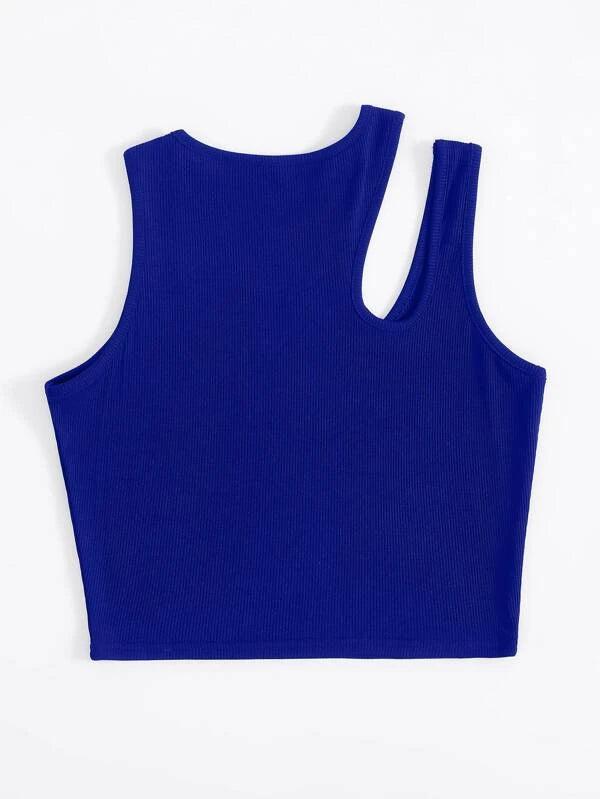 Shein Débardeur court en tricot côtelé découpe - GlamShopTN