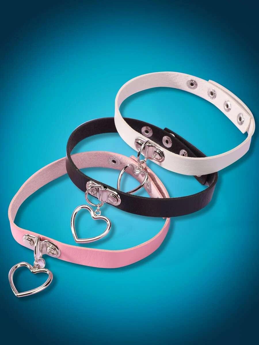 Shein ROMWE 3 pièces Ras-du-cou à détail cœur