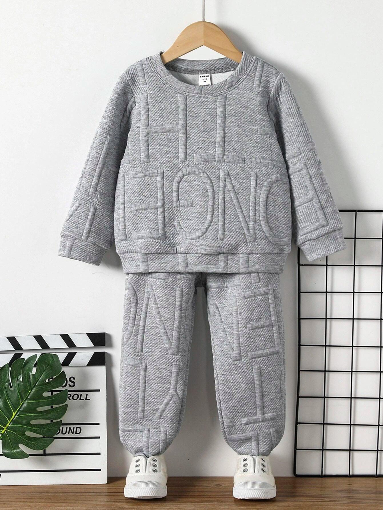 SHEIN Kids EVRYDAY Garçon Pantalon de survêtement & Sweat-shirt à motif lettre - GlamShopTN
