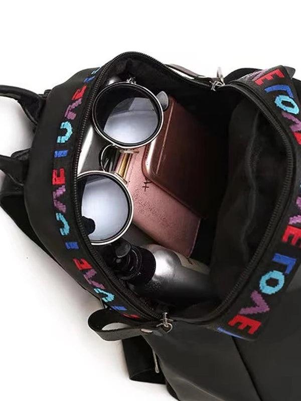 Shein À Lettres Zippé Sac À Dos , Léger , Portable , Repliable Cartable Pour diplômé , adolescentes , étudiant de première année , deuxième année , junior et senior au collège , université et lycée