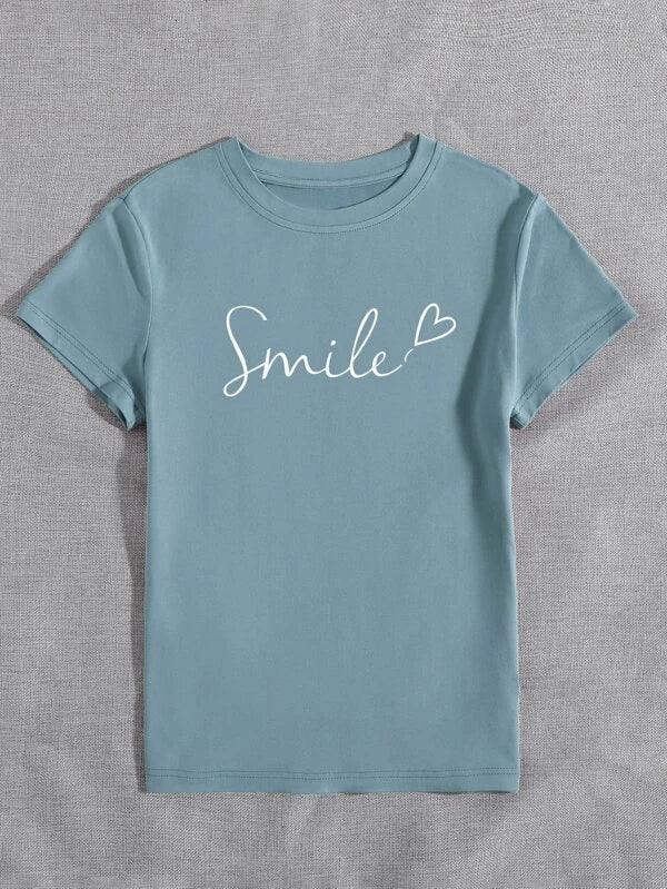 SHEIN LUNE T-shirt à imprimé cœur et lettre - GlamShopTN