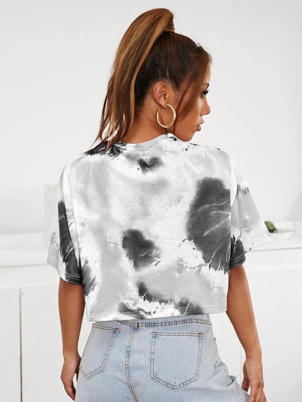 SHEIN EZwear Top miel graphique tie dye - GlamShopTN