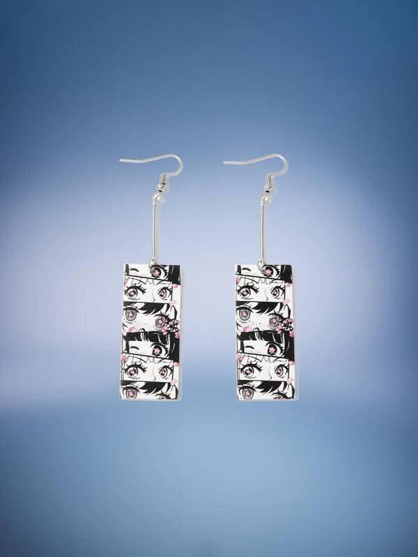 Shein Anime Pendants d'oreilles avec figure rectangle