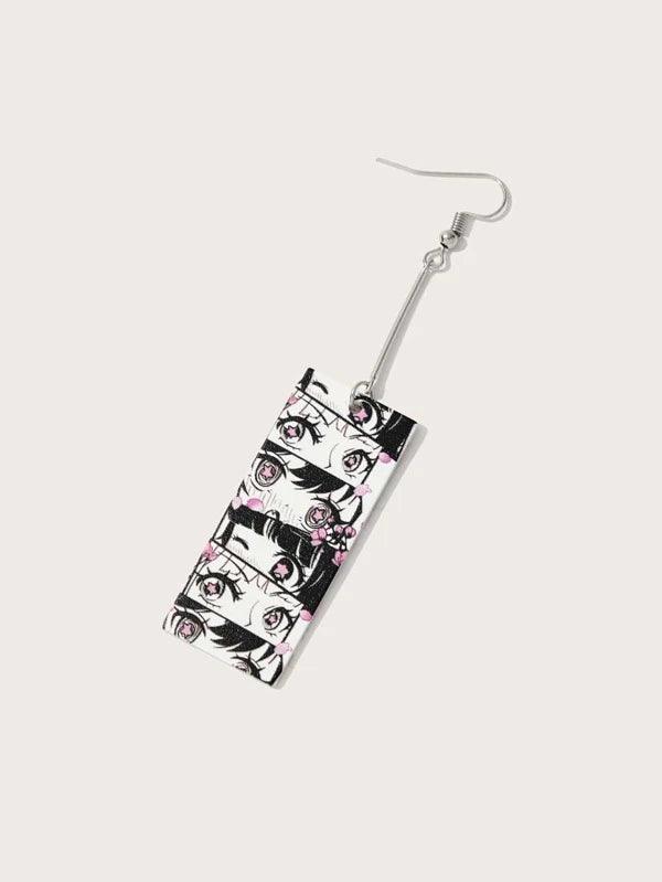 Shein Anime Pendants d'oreilles avec figure rectangle