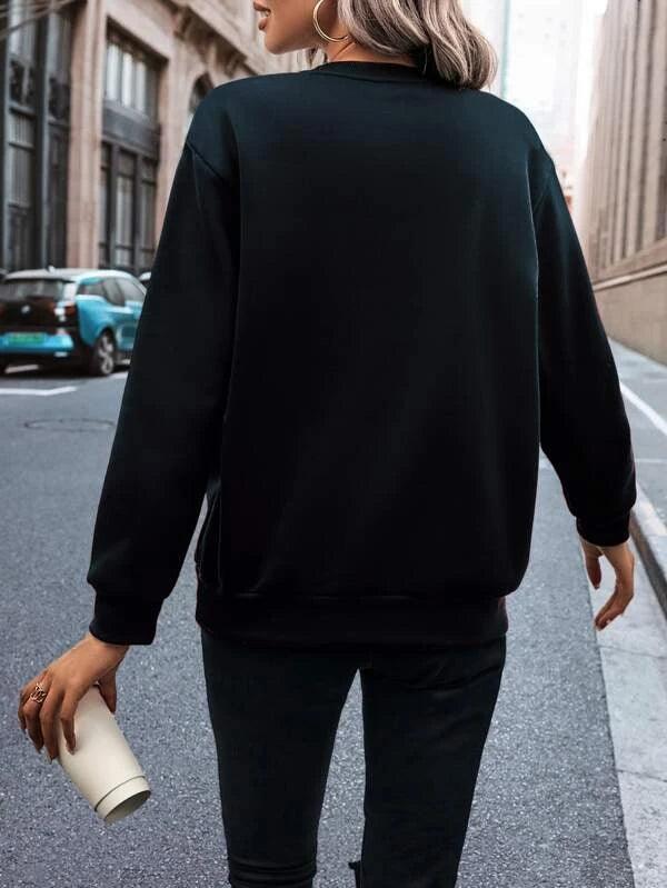 SHEIN LUNE Sweat-shirt à imprimé cœur à doublure thermique