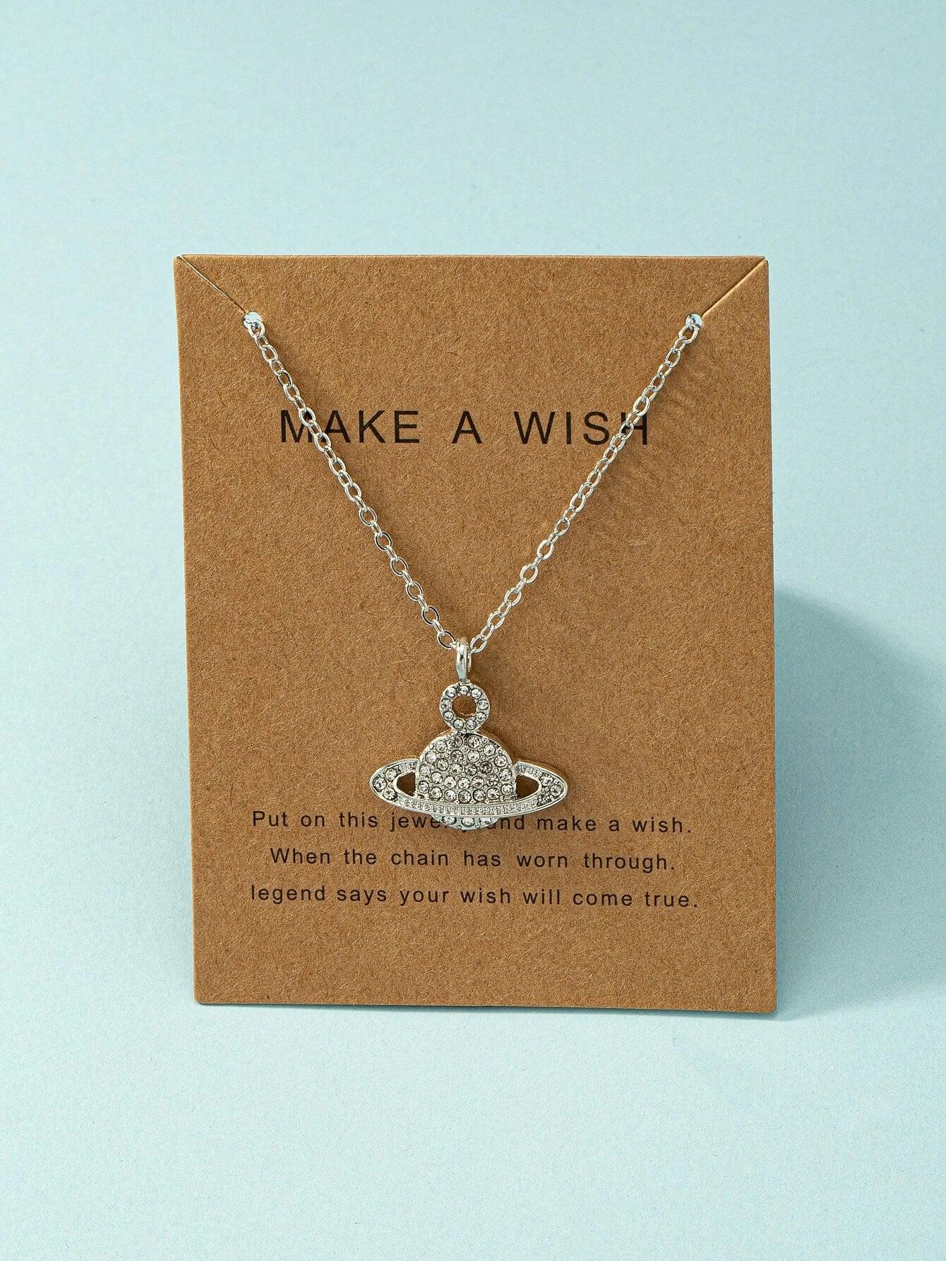 Shein Collier avec pendentif à strass planète