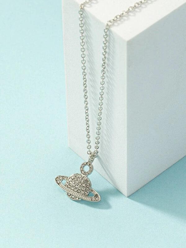 Shein Collier avec pendentif à strass planète