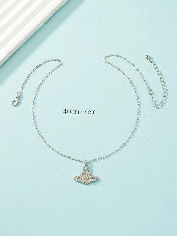 Shein Collier avec pendentif à strass planète