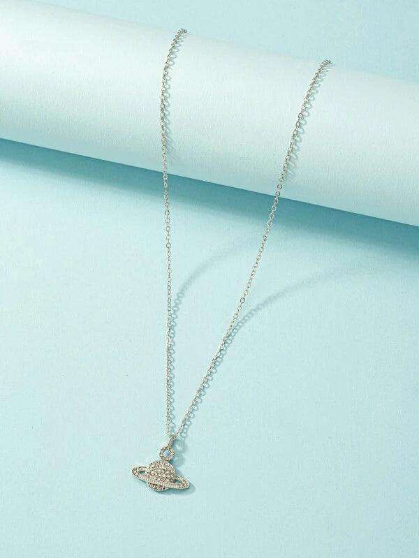 Shein Collier avec pendentif à strass planète