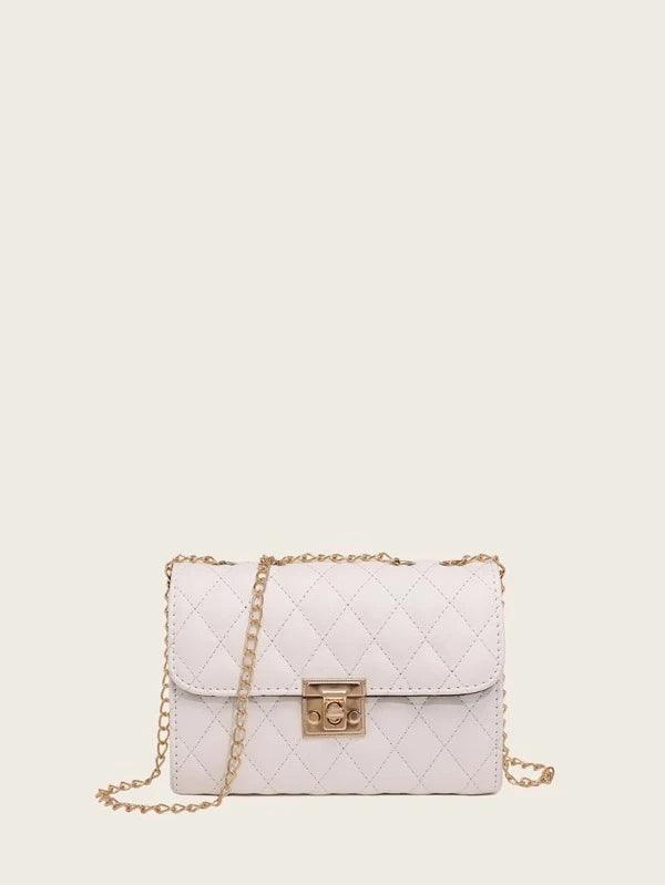 Shein Sac À Bandoulière Matelassé , À La Mode Pochette À Chaîne , Sac Porté Épaule , Sac Carré , Cartable - GlamShopTN