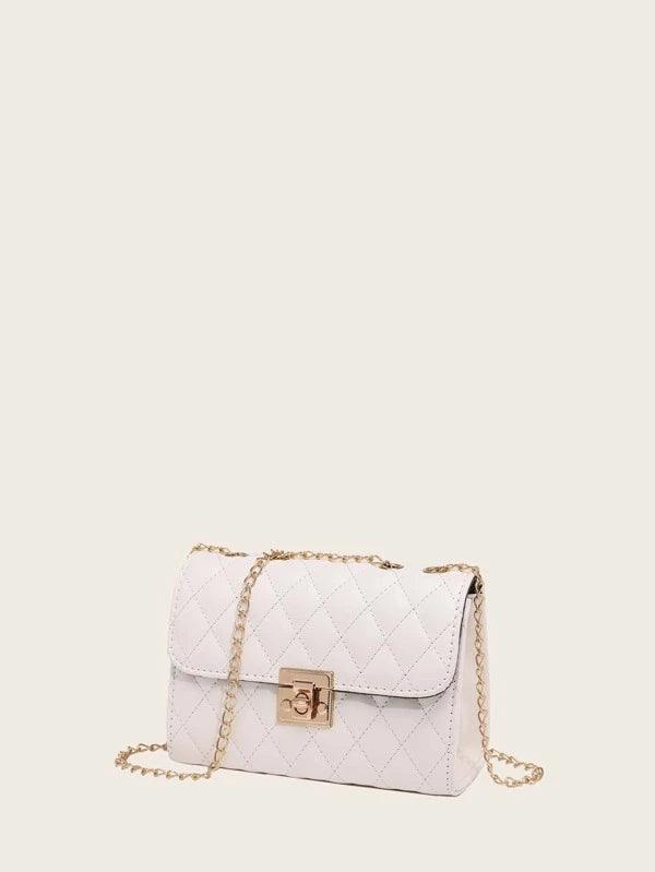 Shein Sac À Bandoulière Matelassé , À La Mode Pochette À Chaîne , Sac Porté Épaule , Sac Carré , Cartable - GlamShopTN