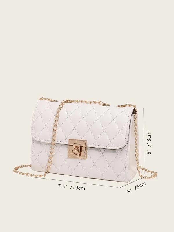 Shein Sac À Bandoulière Matelassé , À La Mode Pochette À Chaîne , Sac Porté Épaule , Sac Carré , Cartable - GlamShopTN