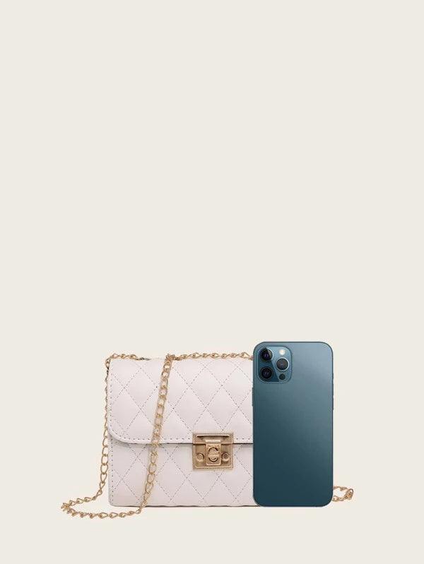 Shein Sac À Bandoulière Matelassé , À La Mode Pochette À Chaîne , Sac Porté Épaule , Sac Carré , Cartable - GlamShopTN