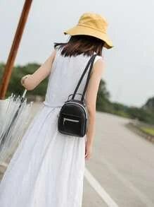 Fille Adolescente Femme Sac À Dos Classique Waterproof , Léger , Mini Portable Zippé Pour Collège Étudiants , Col Blanc Ouvriers Parfait Pour École , Collège , Travail , Entreprise , Navette , Dos À École - GlamShopTN