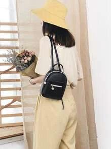 Fille Adolescente Femme Sac À Dos Classique Waterproof , Léger , Mini Portable Zippé Pour Collège Étudiants , Col Blanc Ouvriers Parfait Pour École , Collège , Travail , Entreprise , Navette , Dos À École - GlamShopTN