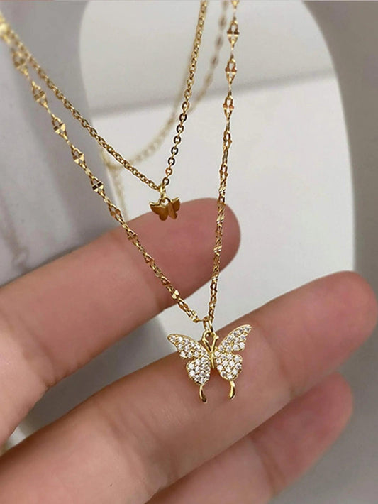 Shein Collier à strass à pendentif papillon - GlamShopTN