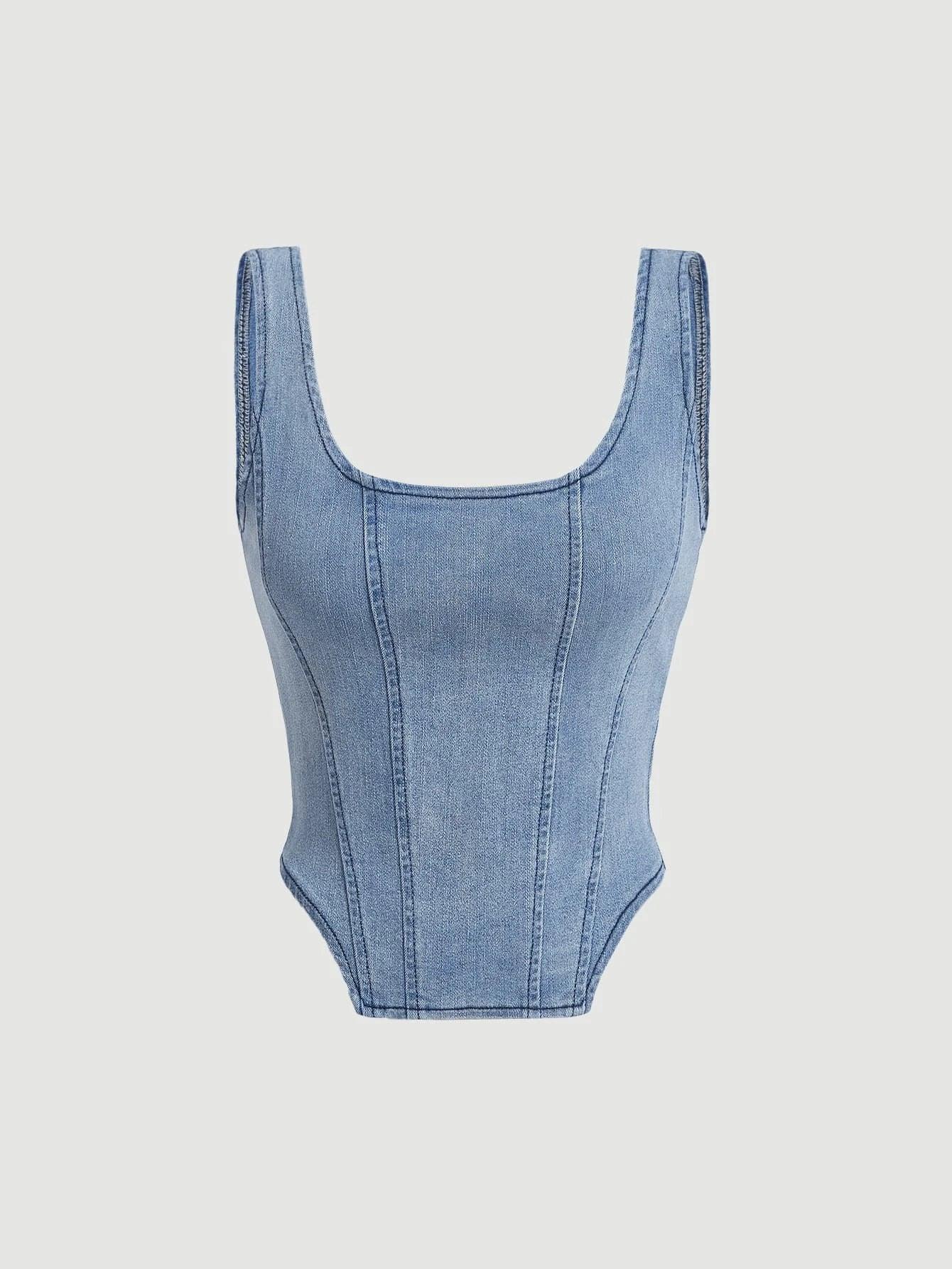 Shein SHEIN MOD Top en jean à col carré - GlamShopTN