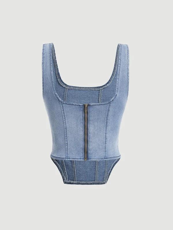 Shein SHEIN MOD Top en jean à col carré - GlamShopTN