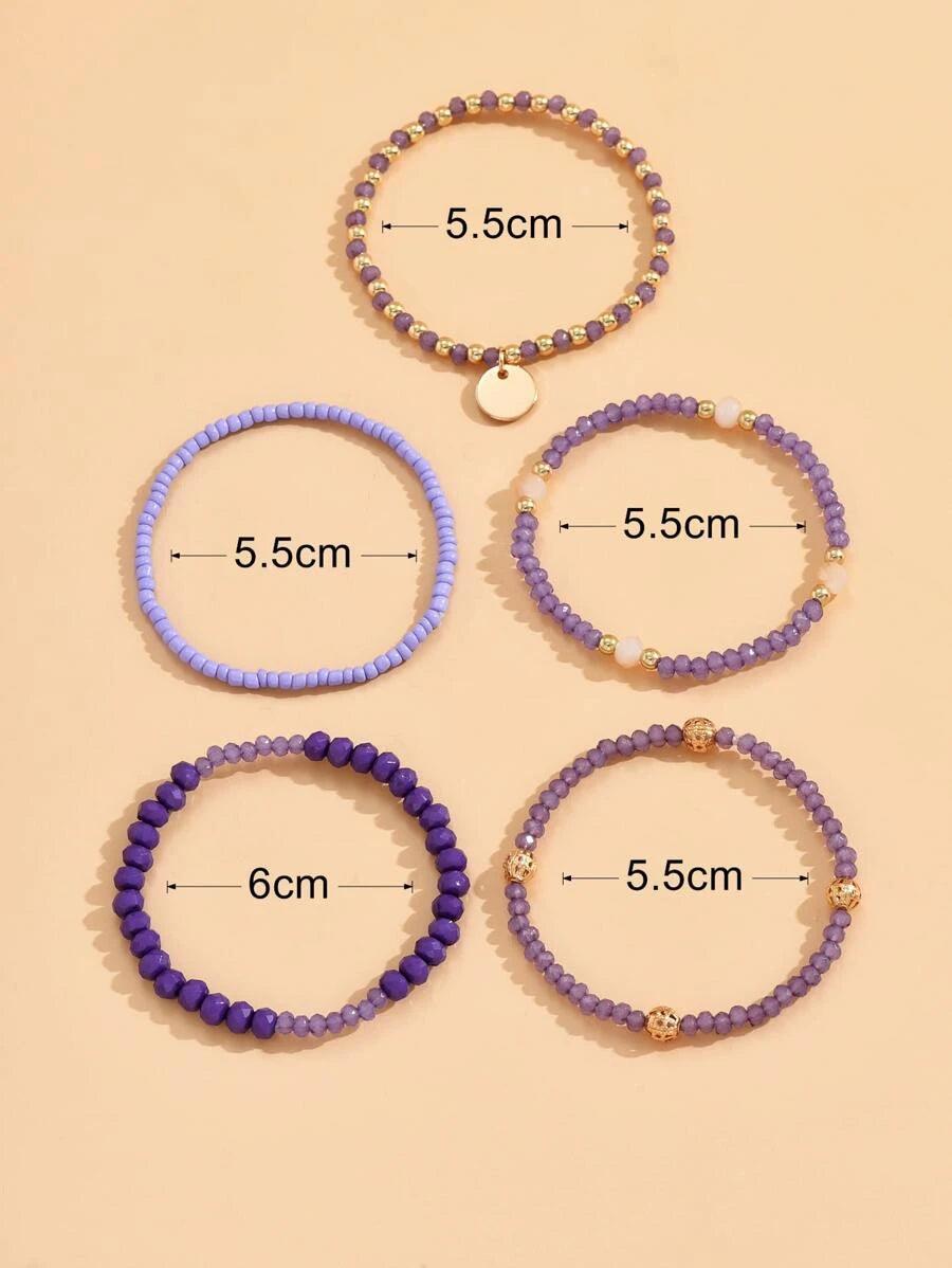 5 pièces Bracelet perlé à breloque ronde