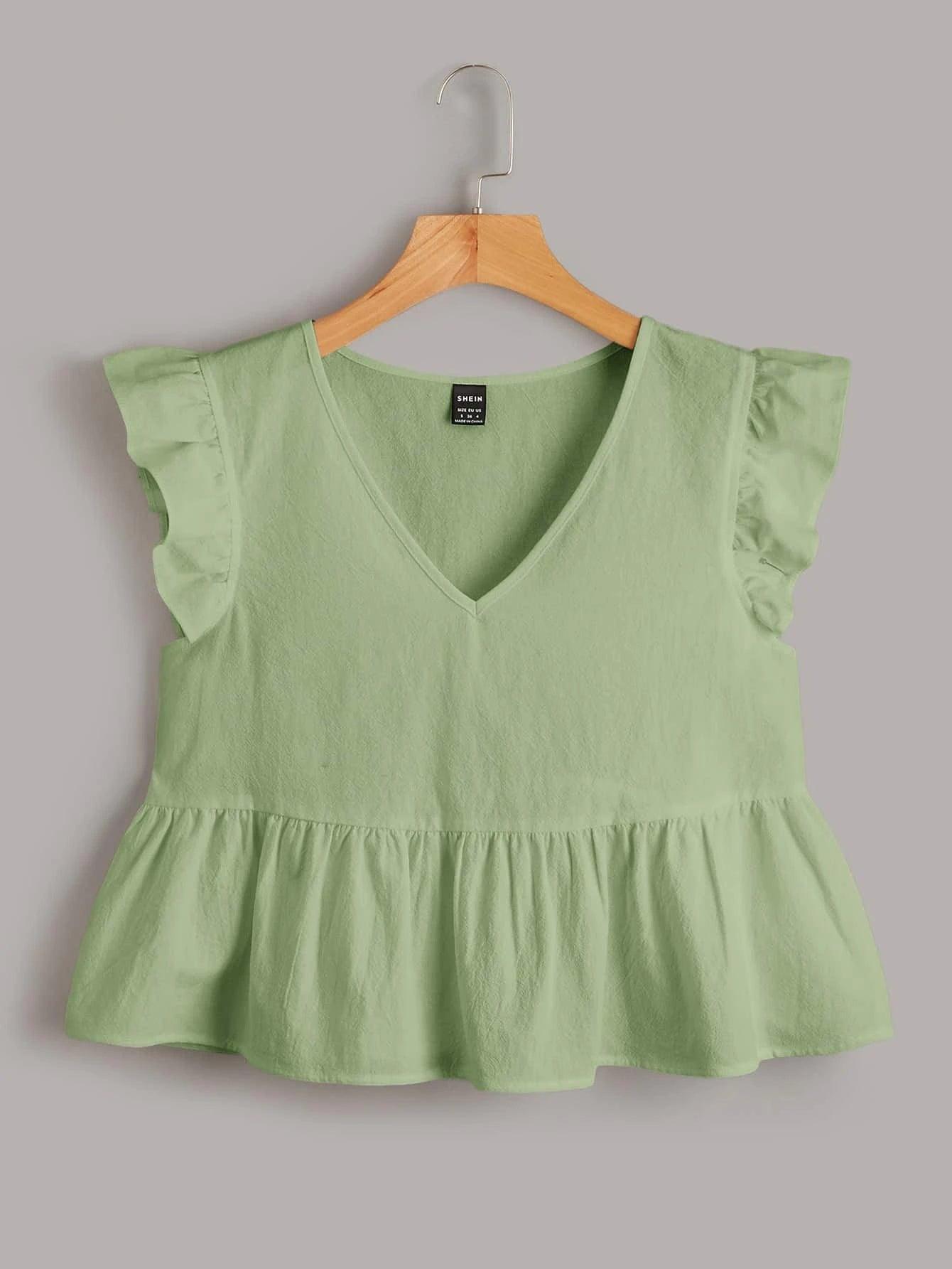 SHEIN WYWH Top Péplum À Volants