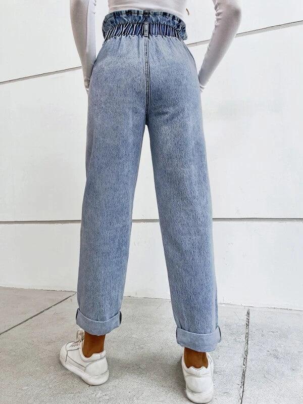 SHEIN Frenchy Jean mom à taille froncée