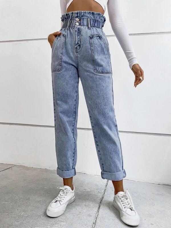 SHEIN Frenchy Jean mom à taille froncée