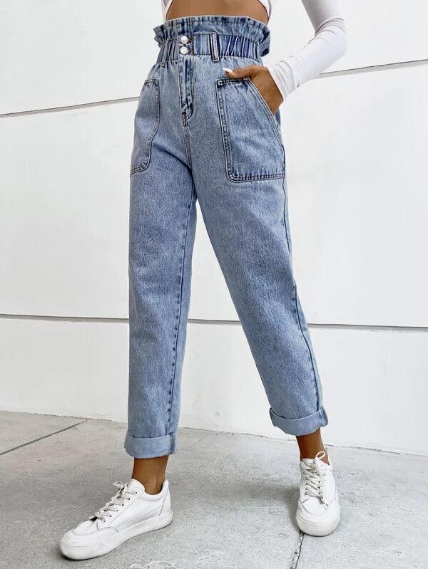 SHEIN Frenchy Jean mom à taille froncée