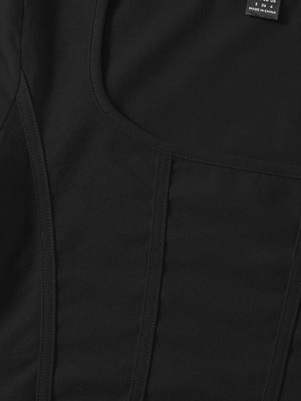 SHEIN EZwear T-Shirt Court À Col Carré Ourlet Incurvé