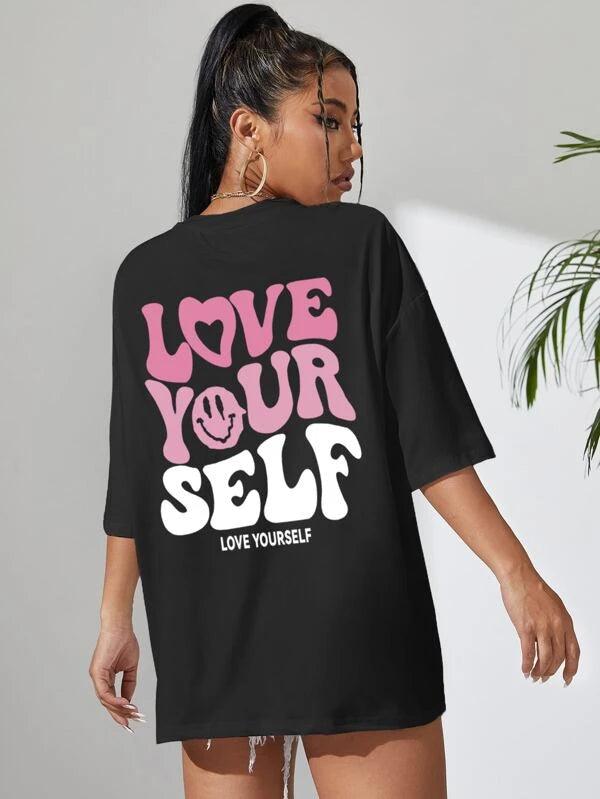 SHEIN EZwear T-shirt graphique de slogan