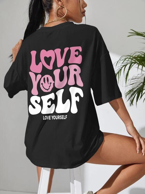 SHEIN EZwear T-shirt graphique de slogan