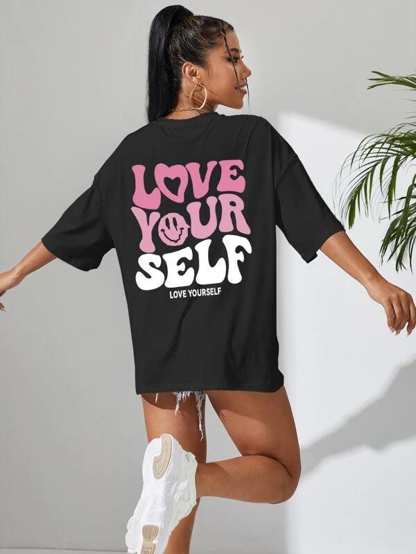 SHEIN EZwear T-shirt graphique de slogan