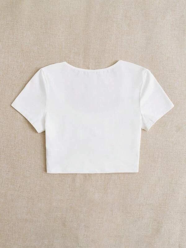 SHEIN EZwear T-shirt À Col Carré Couture Devant