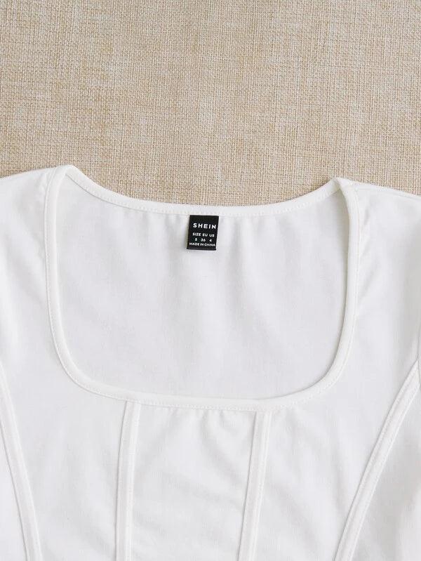 SHEIN EZwear T-shirt À Col Carré Couture Devant