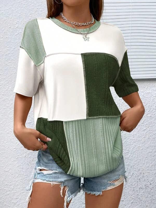 SHEIN EZwear T-shirt à blocs de couleurs