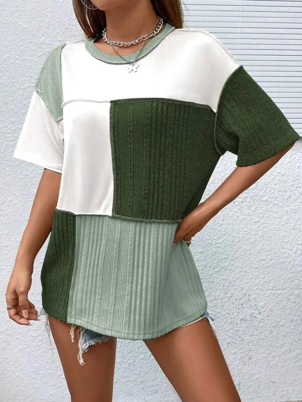 SHEIN EZwear T-shirt à blocs de couleurs