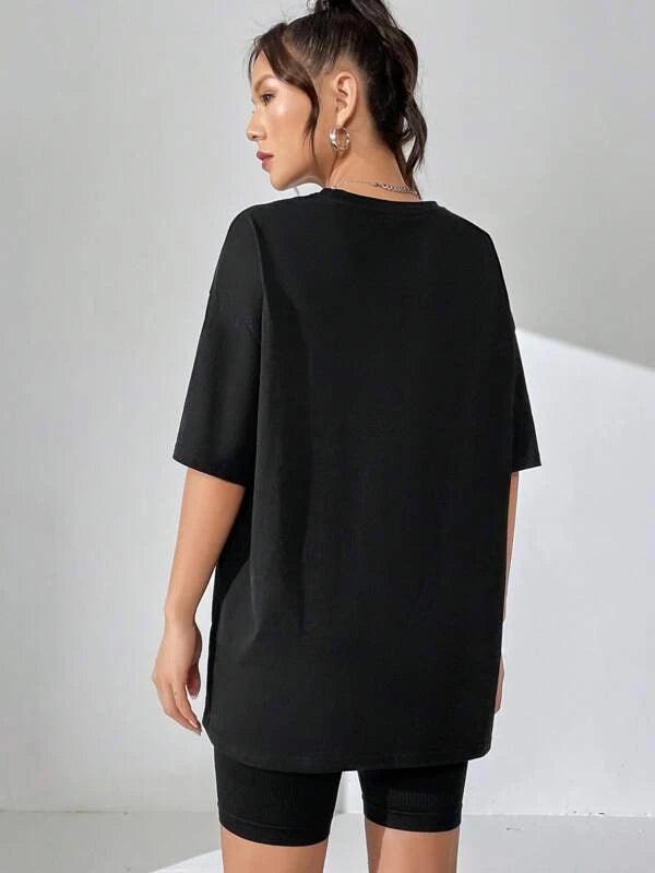 SHEIN EZwear T-shirt oversize soleil & à imprimé floral