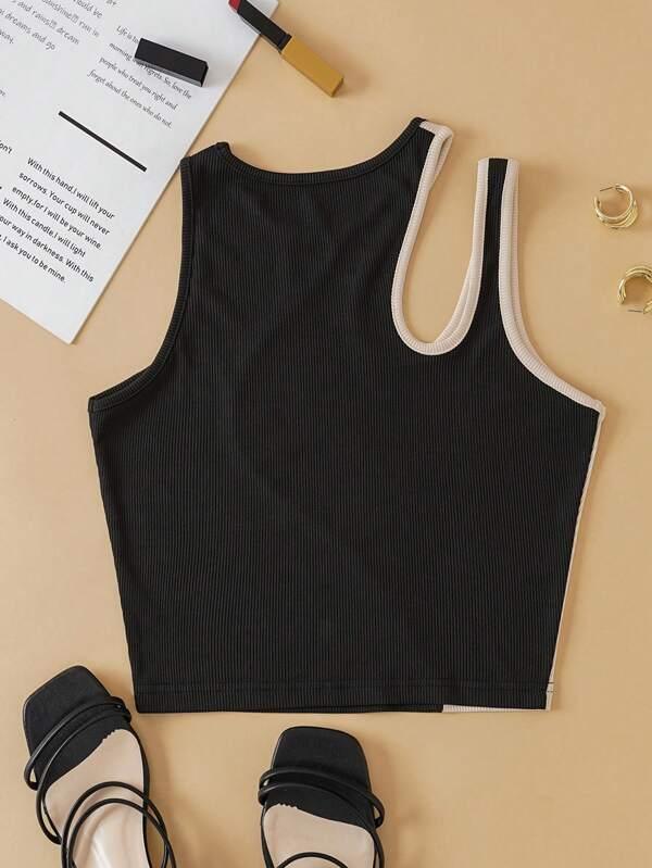 SHEIN Essnce Top sans manches bicolore découpé
