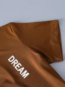 SHEIN Kids EVRYDAY Garçon Pantalons de survêtement & T-shirt à lettres - GlamShopTN
